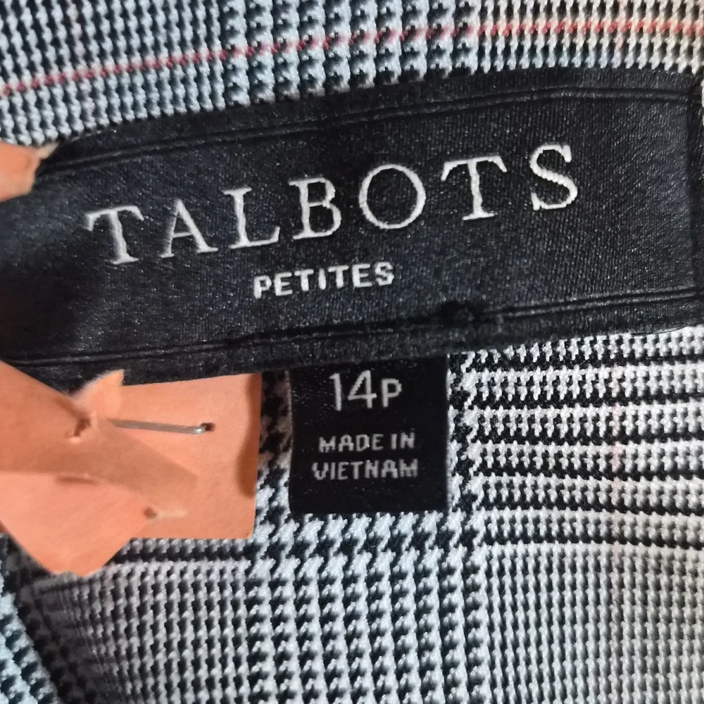 Talbots Petite 14P Hampshire Suit Set - Grey Glen Plaid with Red Windowpane - Picture 3 of 16